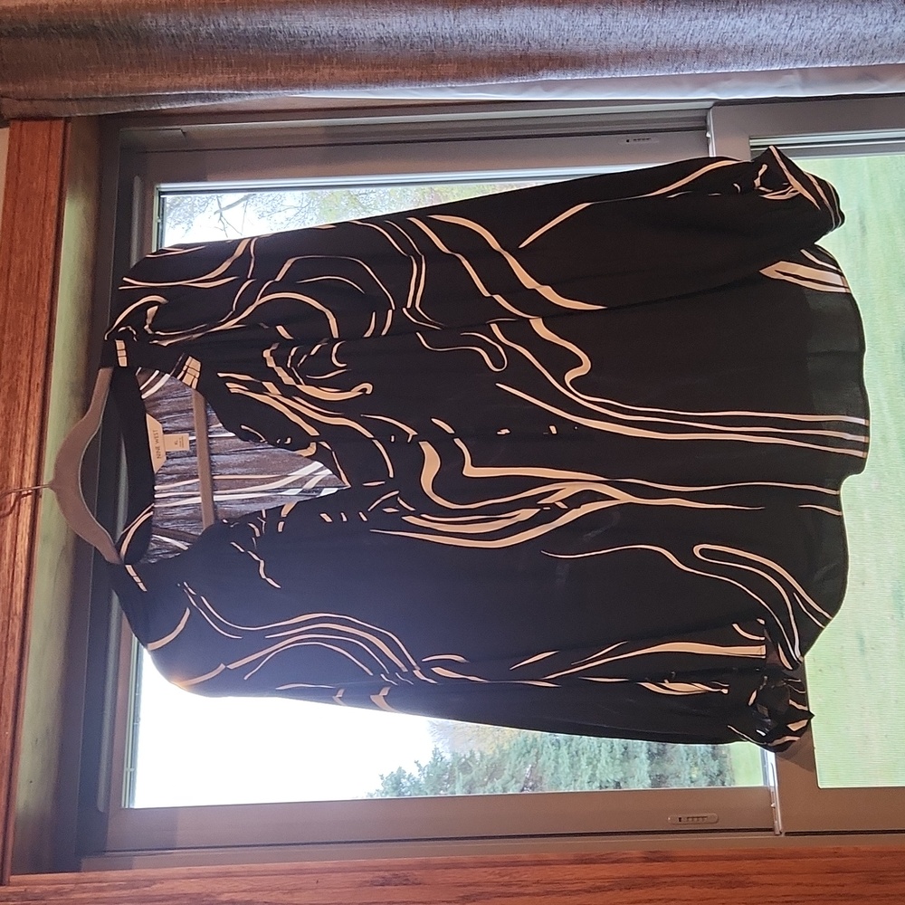 Nine West Long Sleeve Blouse XL Black White